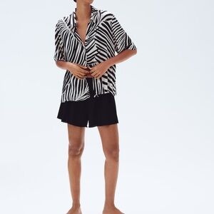H&M Monochrome Zebra Print Blouse and Black Shorts